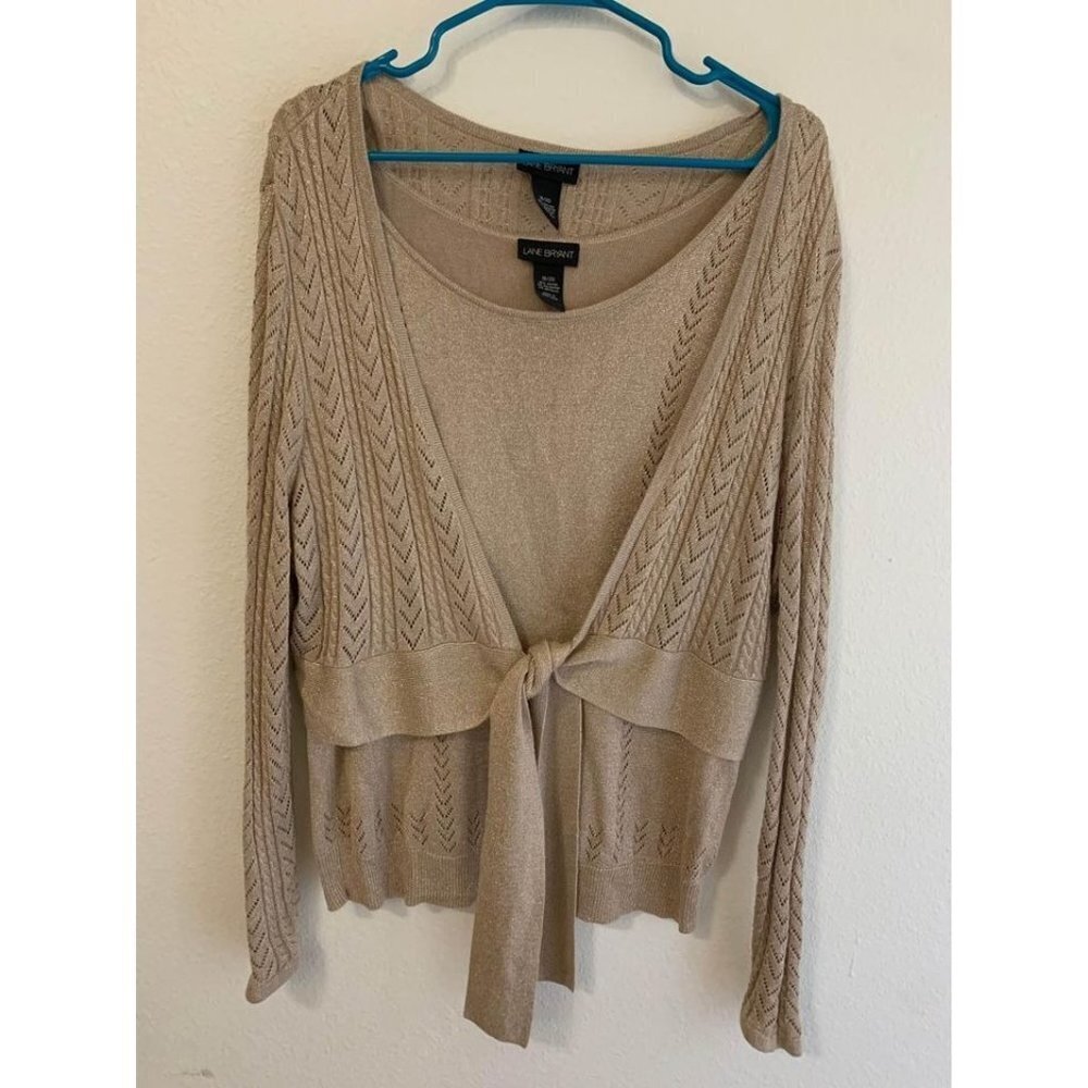 Lane Bryant Knit Metallic Tank Top Sweater With Cardigan Womens Size 18/20 LS1